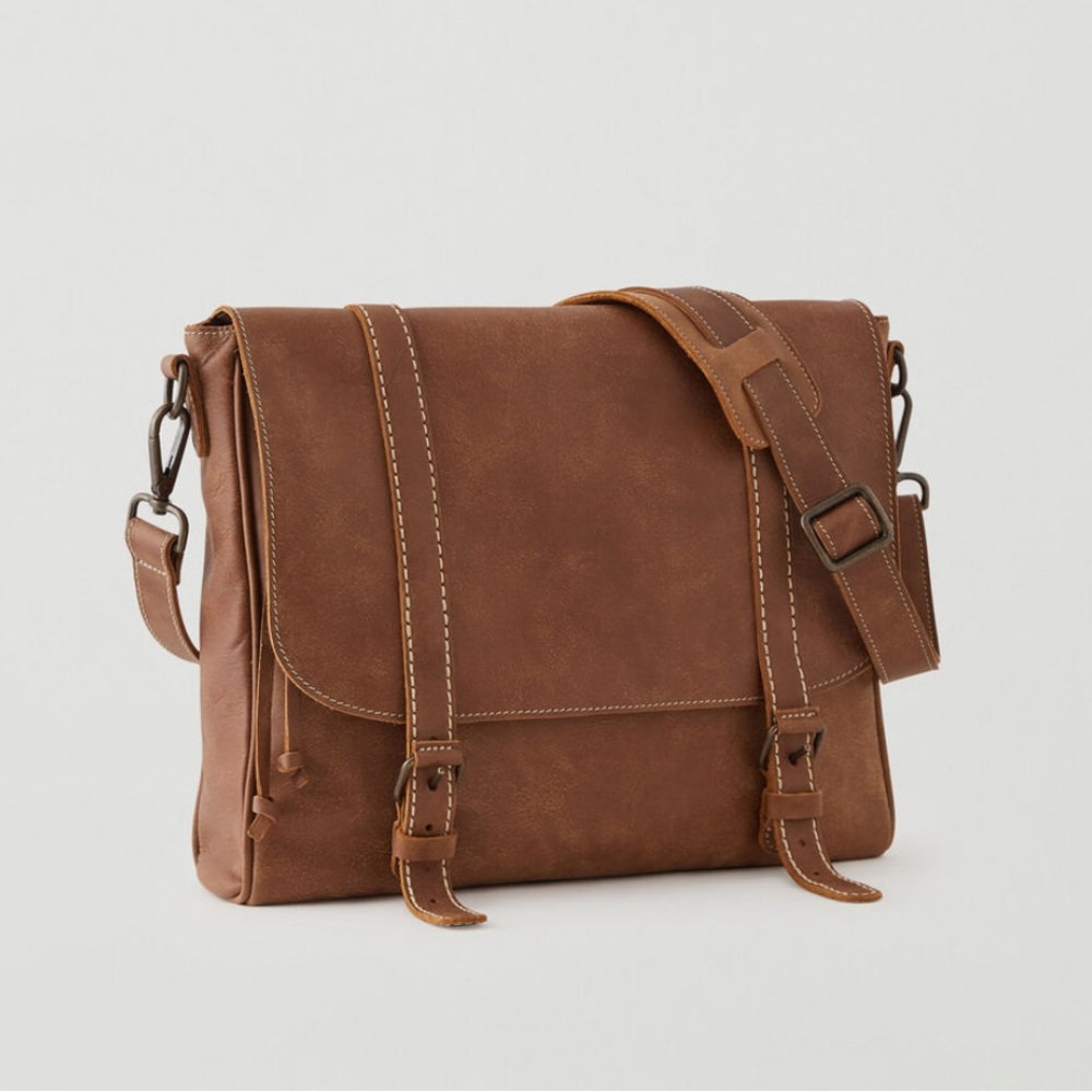 Genuine Roots brown tribe leather crossbody messenger bag